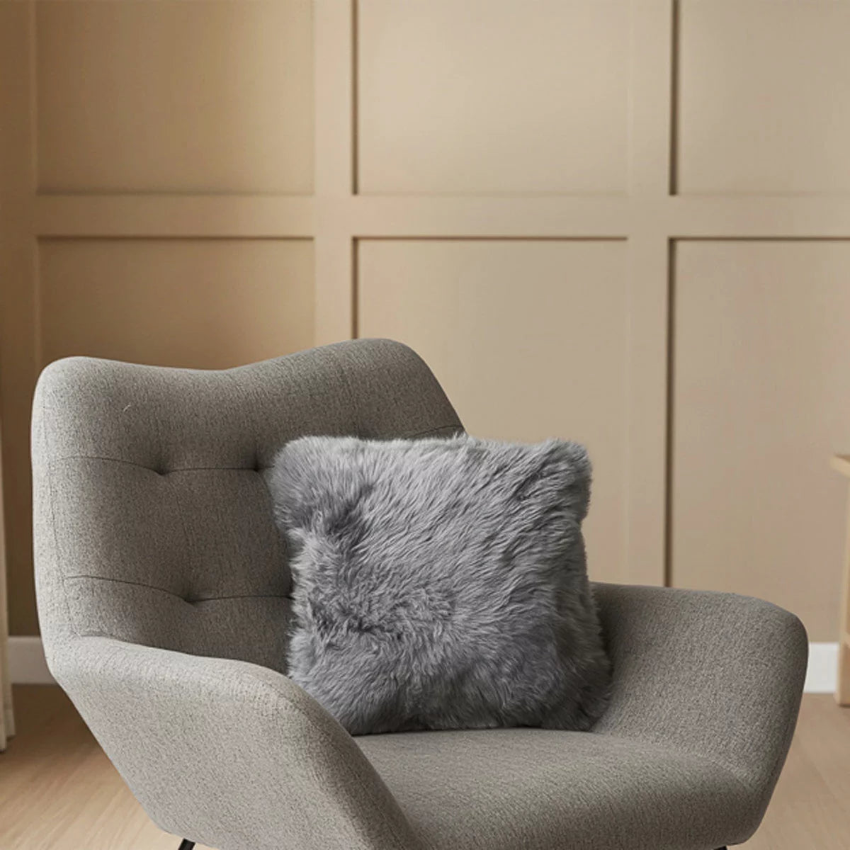 Bowron Double Sided Sheepskin Cushion, 35 x 35cm in Dover Grey