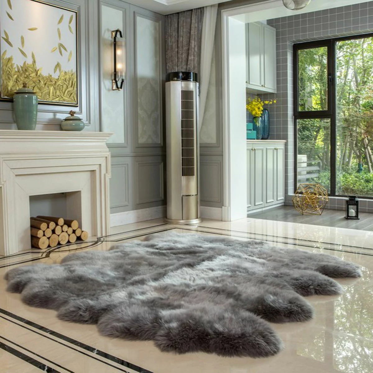 Bowron Longwool 100% Sheepskin Octo Rug, view 9