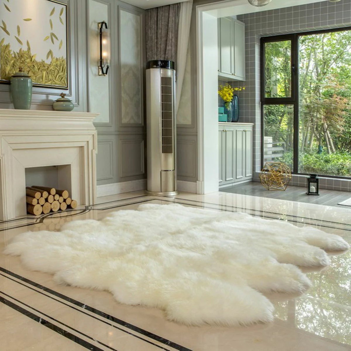 Bowron Longwool 100% Sheepskin Octo Rug, view 5