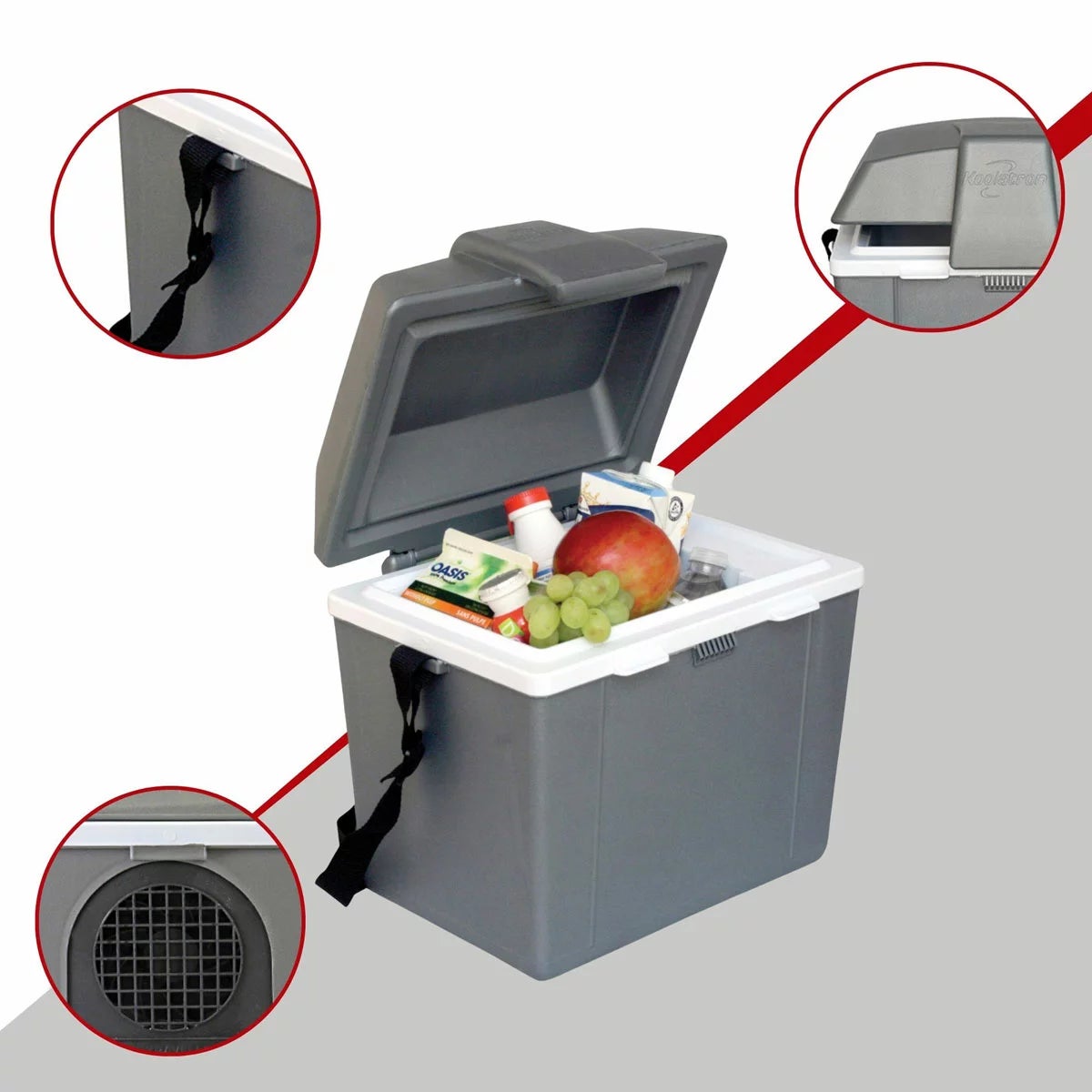 Koolatron 12V Electric Cooler 9L, Cool/Warm Box with Adjustable Strap in Grey, view 6
