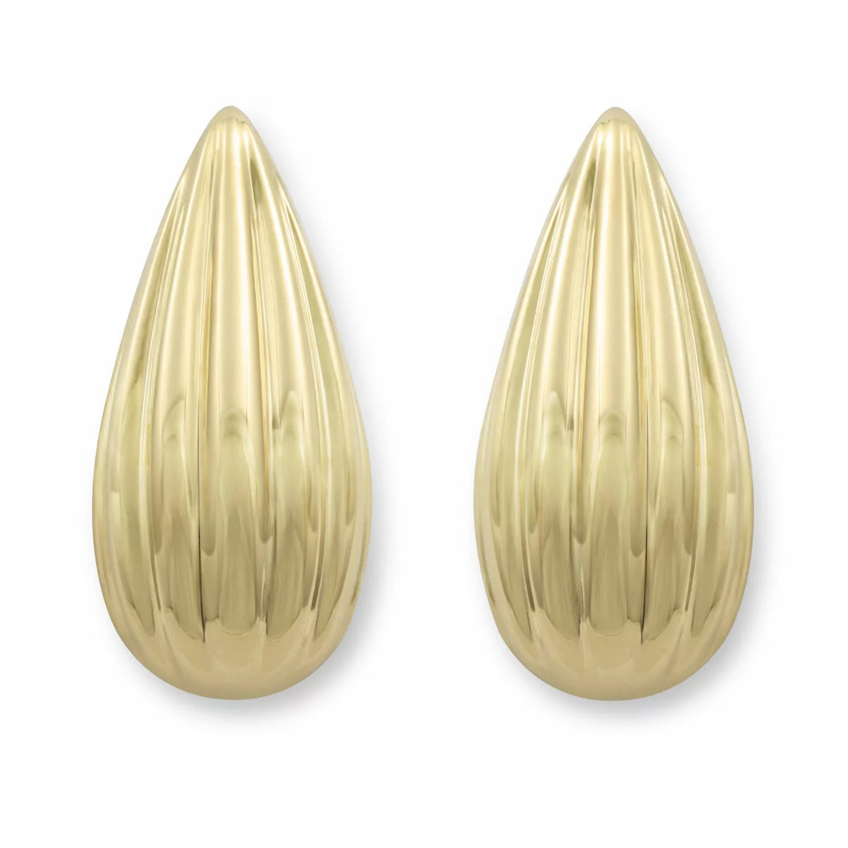 14ct Yellow Gold Textured Tear Drop Stud Earrings