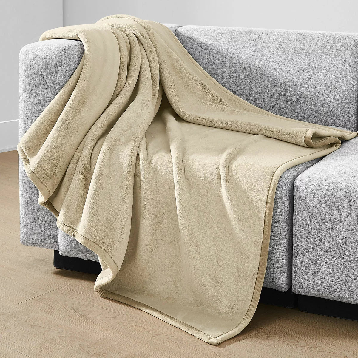 Coco Plush Throw in Sand, 152 x 177 cm