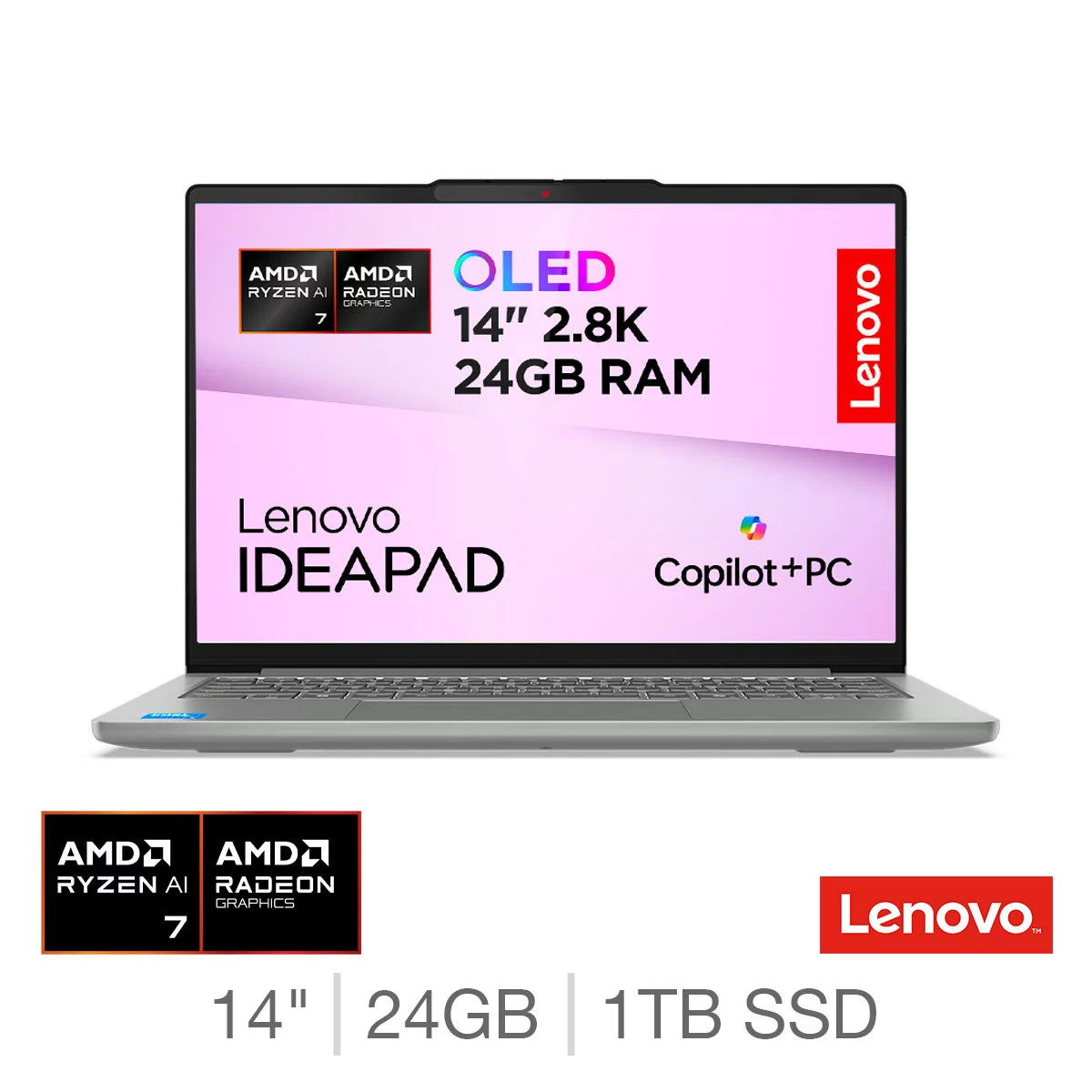 Lenovo IdeaPad Pro 5 Copilot+ PC, AMD Ryzen AI 7, 24GB RAM, 1TB SSD, 14 Inch