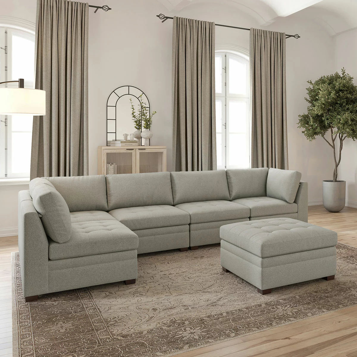 Thomasville Tisdale Beige Fabric Armless Chair