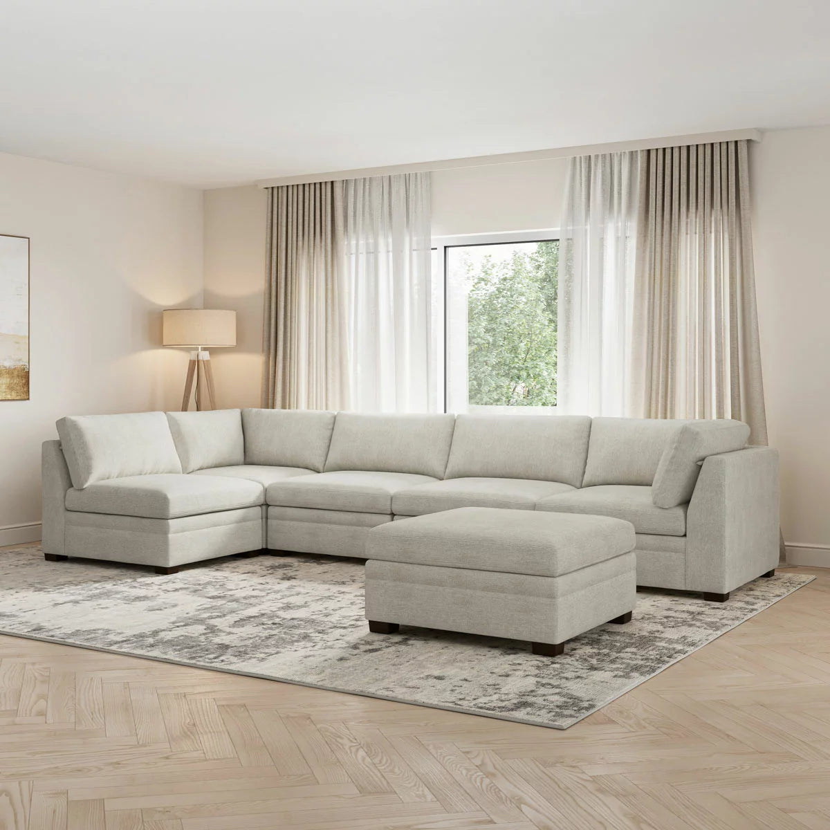 Thomasville Tisdale Taupe 6 Piece Modular Fabric Sofa