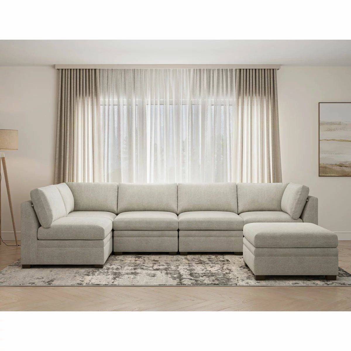 Thomasville Tisdale Taupe 6 Piece Modular Fabric Sofa