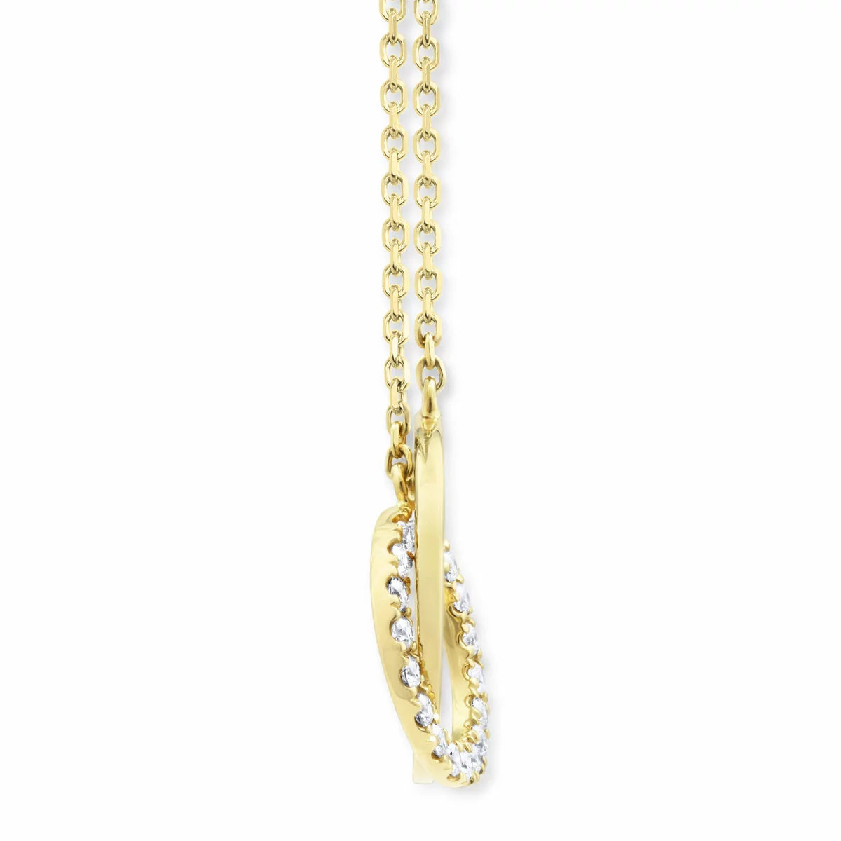 0.20ctw Round Brilliant Cut Diamond Interlocking Hoop Necklace, 14ct Yellow Gold