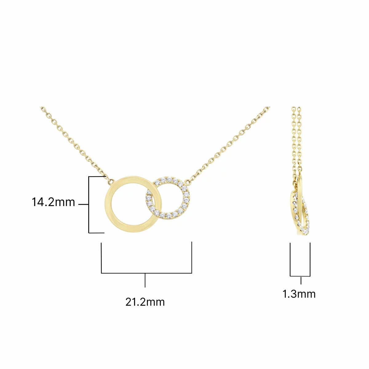0.20ctw Round Brilliant Cut Diamond Interlocking Hoop Necklace, 14ct Yellow Gold