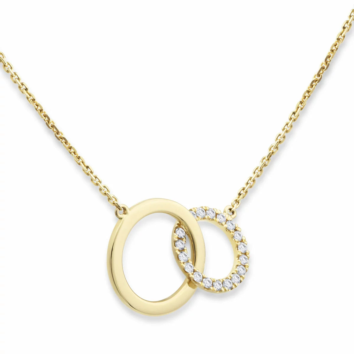 0.20ctw Round Brilliant Cut Diamond Interlocking Hoop Necklace, 14ct Yellow Gold