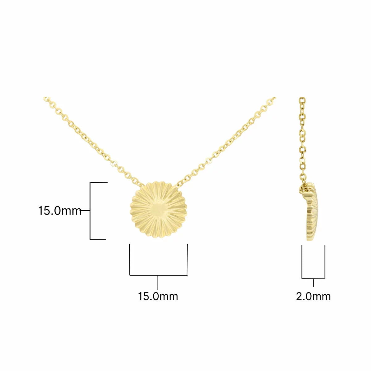 14ct Yellow Gold Textured Disc Pendant