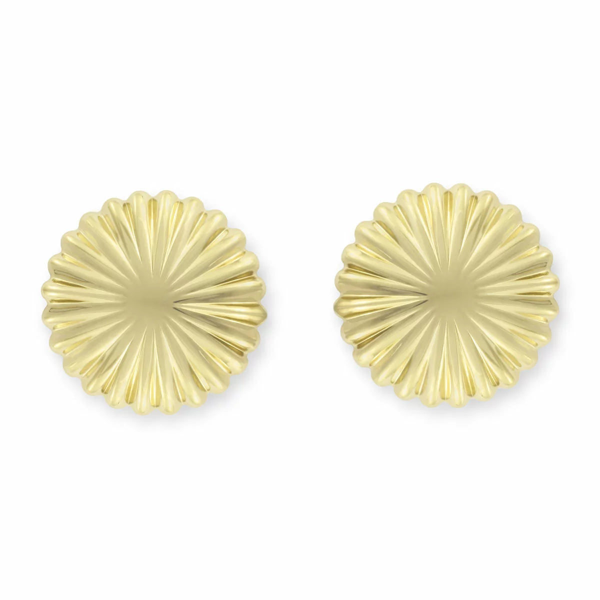 14ct Yellow Gold Textured Disc Stud Earrings