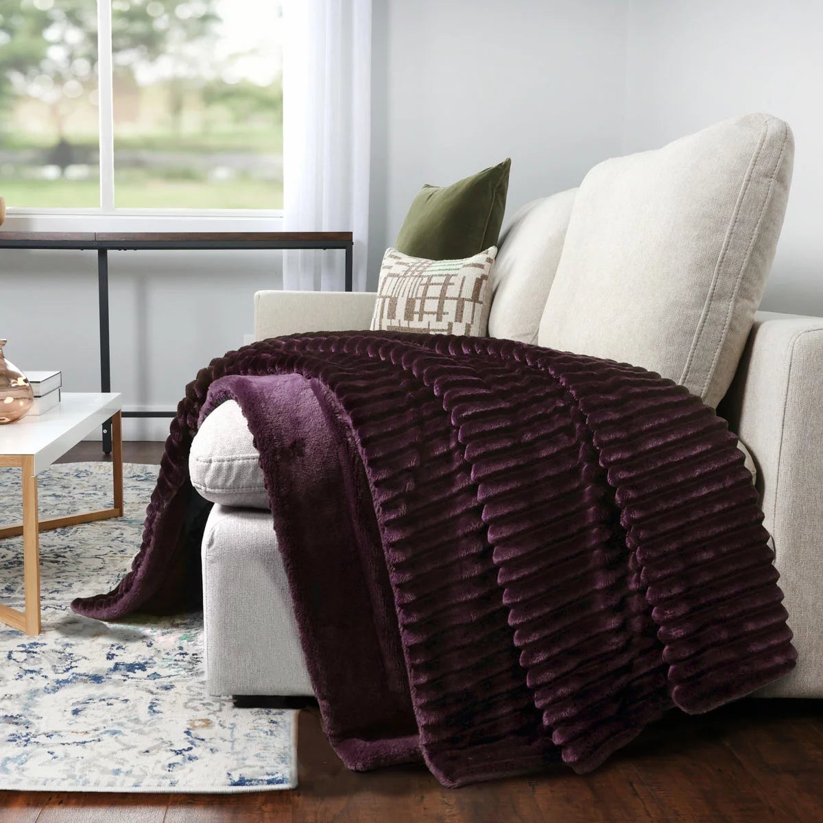 Life Comfort Textured Faux Fur Throw, 152 x 177 cm