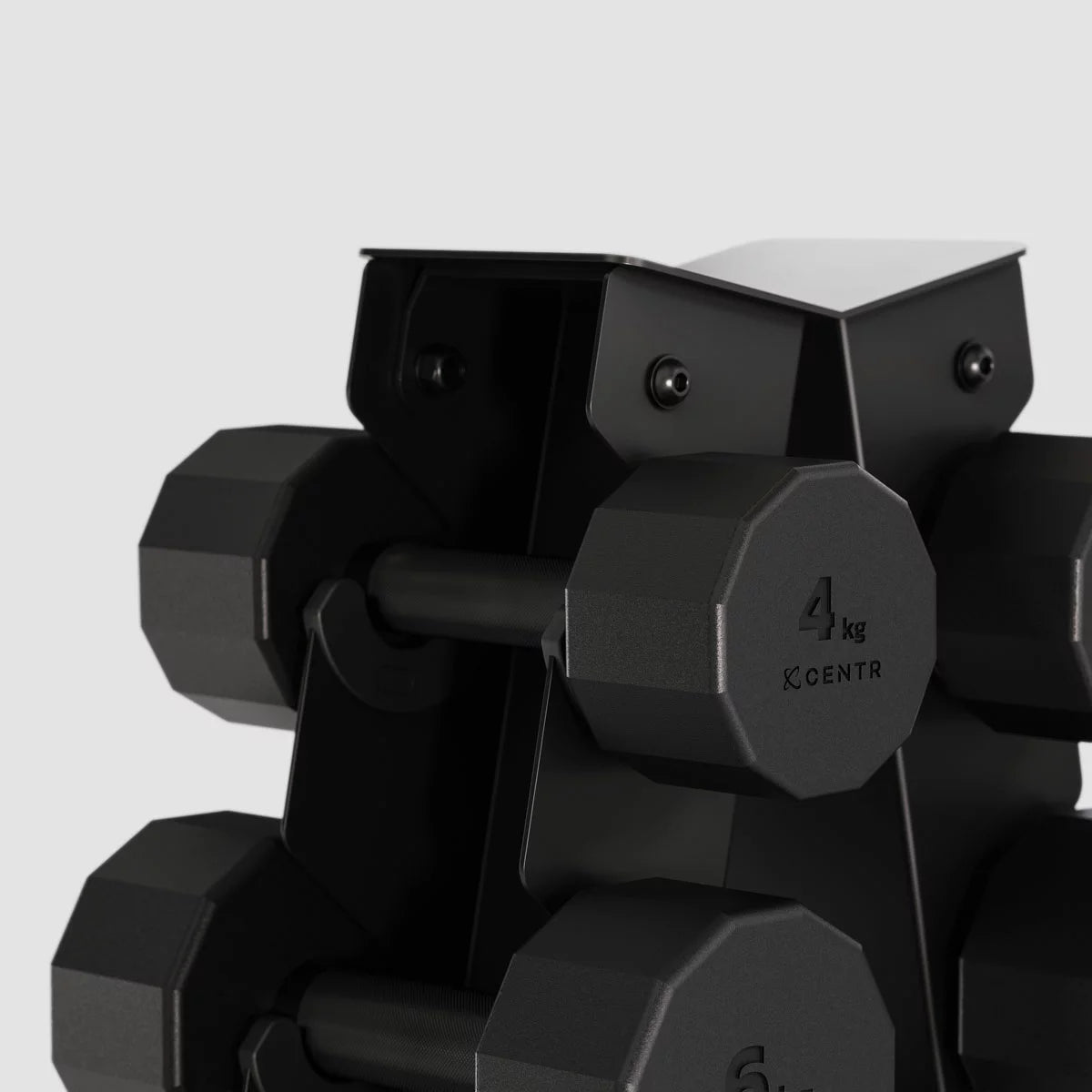 Centr 108kg Rubber Dumbbell Set with Rack