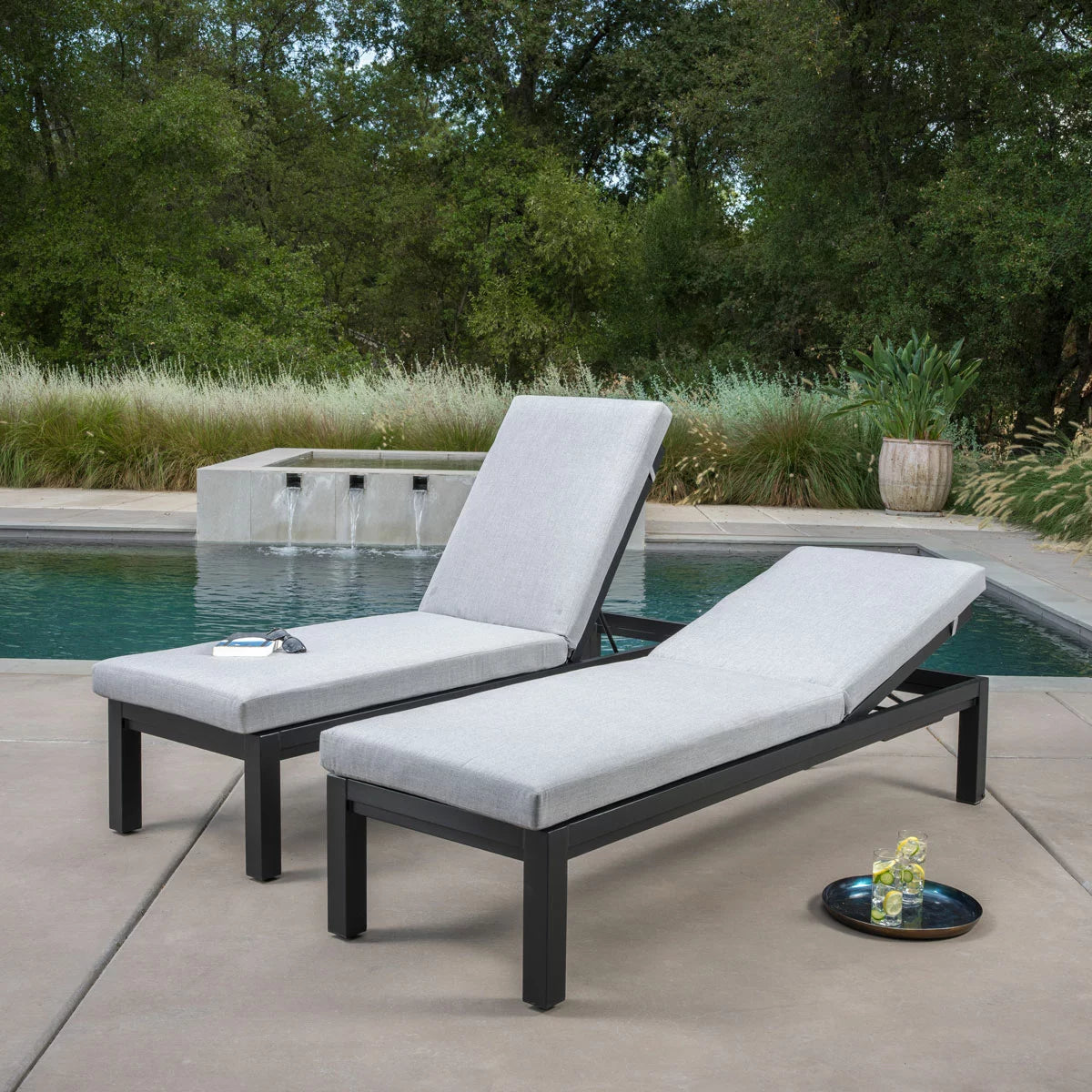 SunVilla Cinder Cushioned Chaise Lounger - Set of 2