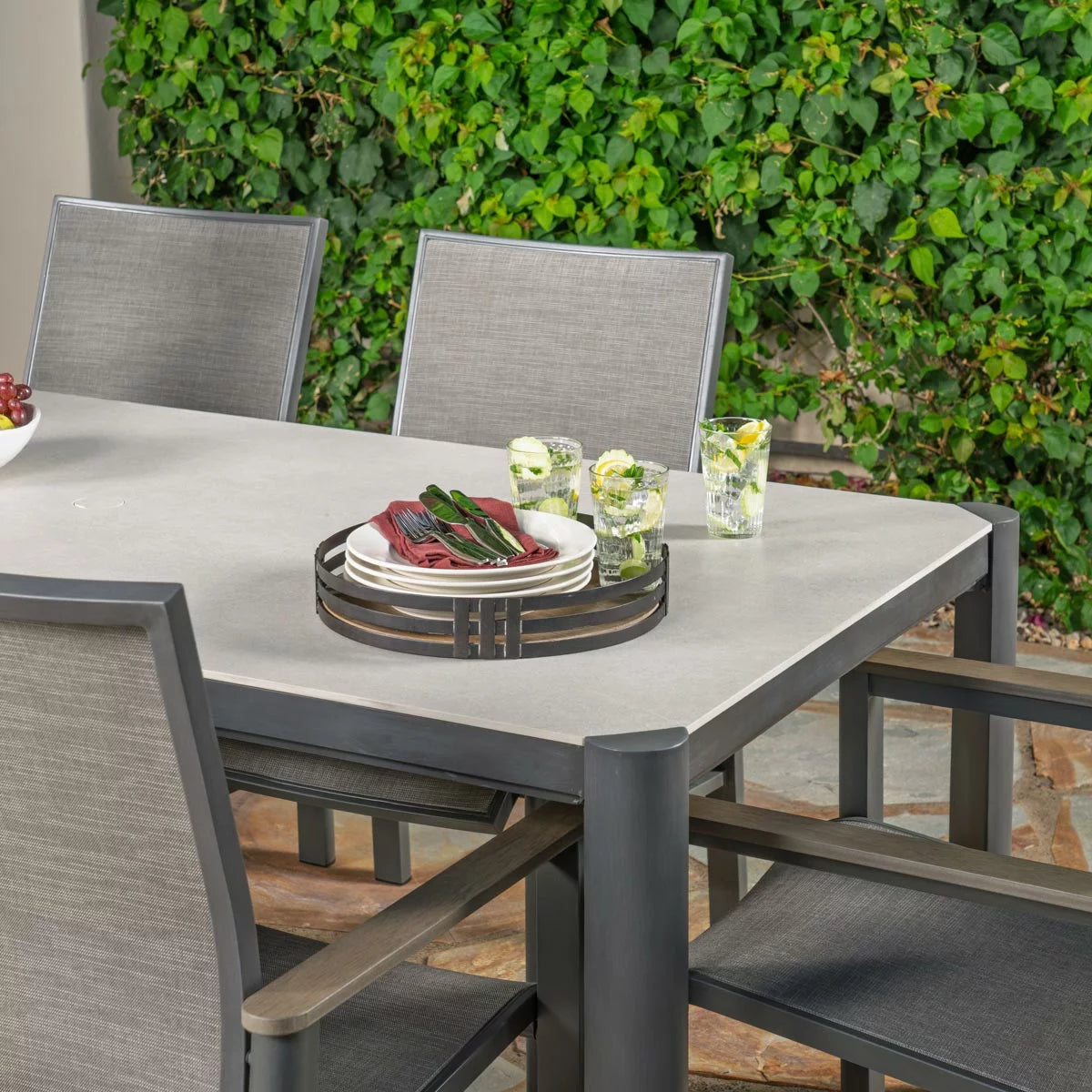SunVilla Palermo 7 Piece Sling Dining Set + Cover