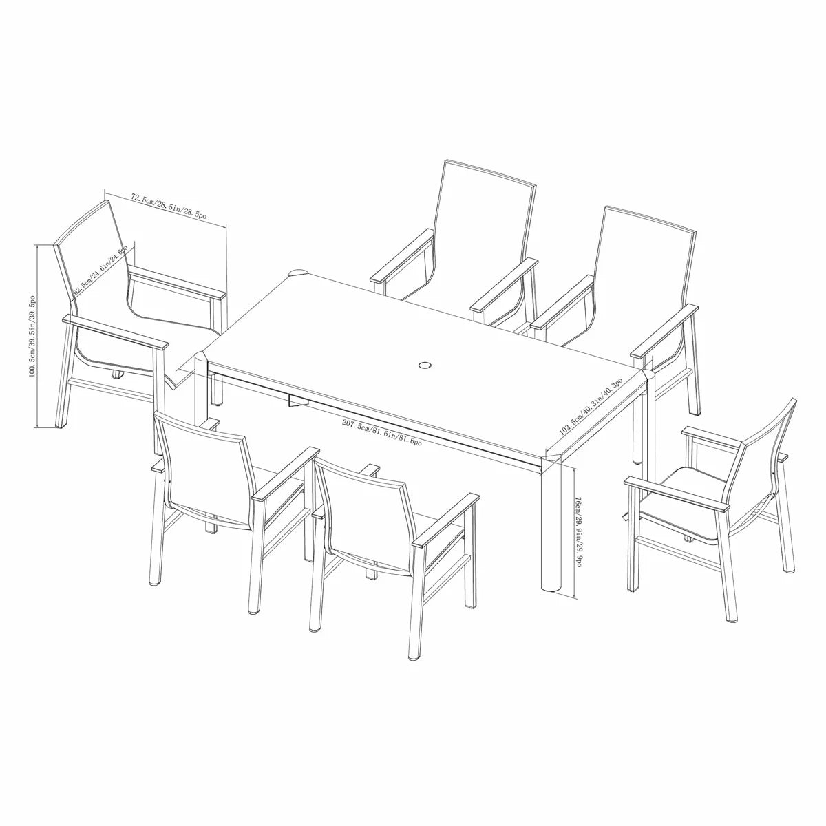 SunVilla Palermo 7 Piece Sling Dining Set + Cover