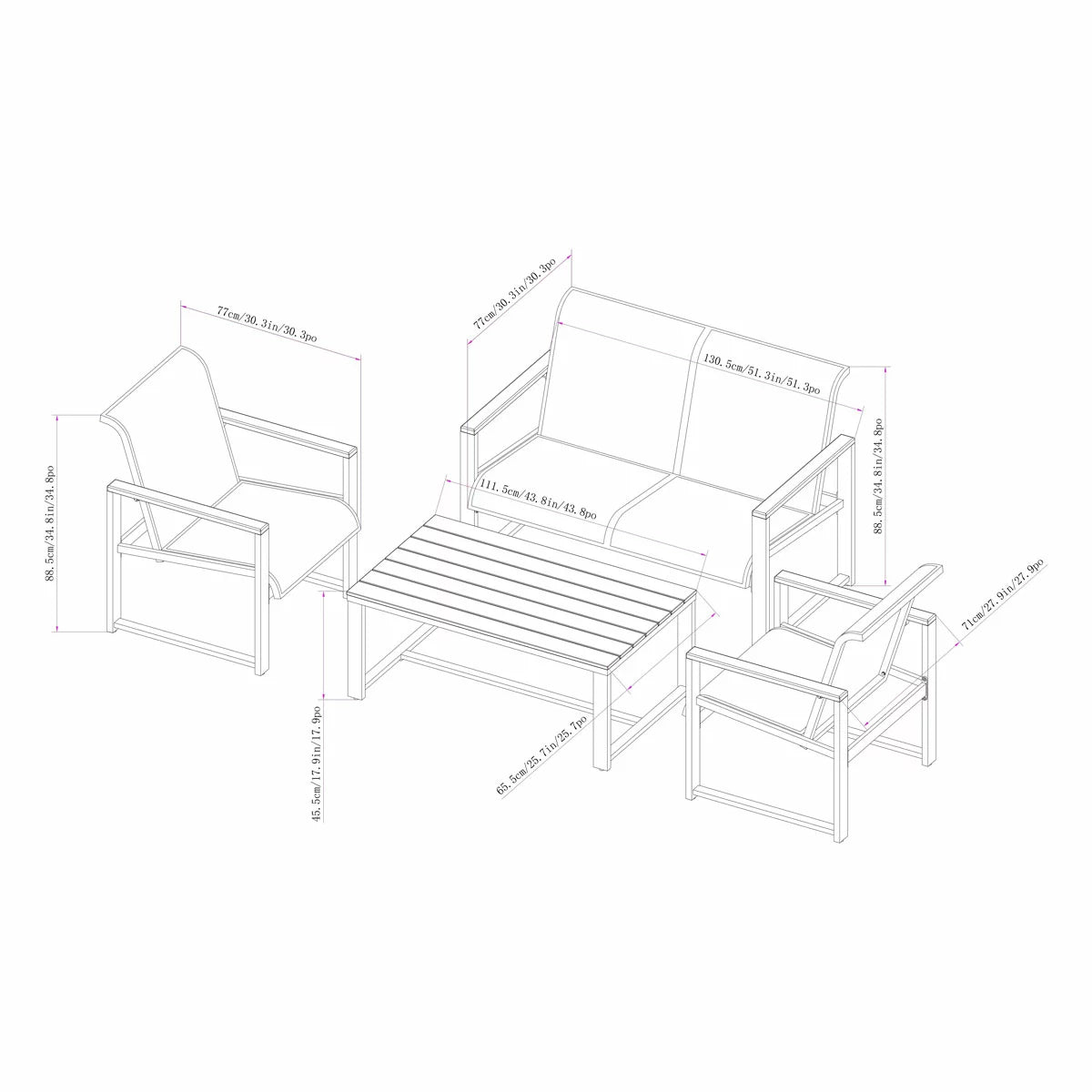 Sunvilla Helio 4 Piece Sling Patio Set + Cover