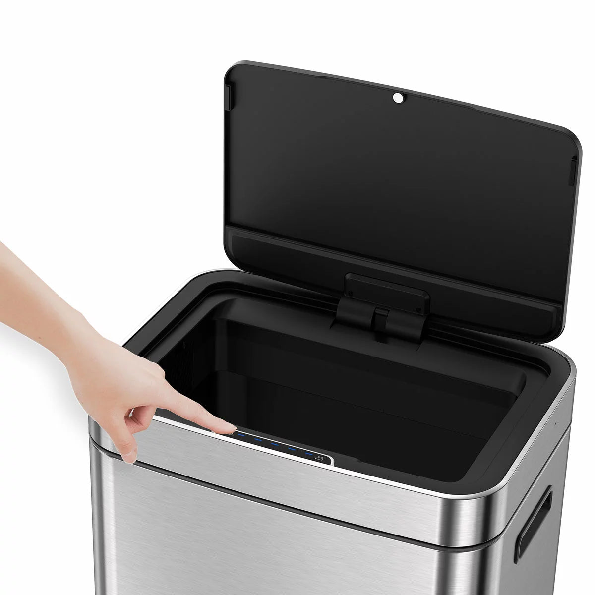 EKO 54 Litre Stainless Steel Dual Compartment Recycling Motion Sensor Bin (35L