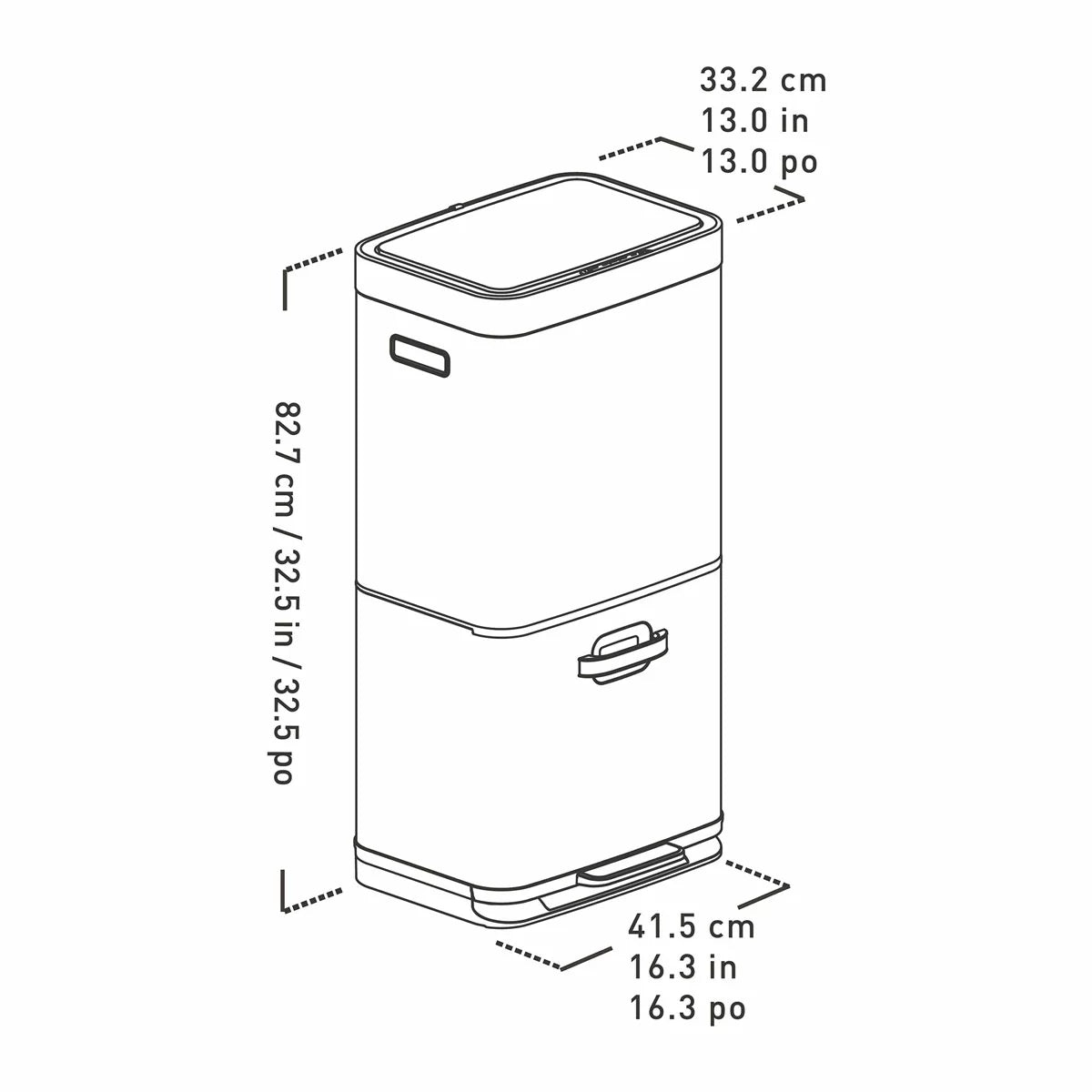 EKO 54 Litre Stainless Steel Dual Compartment Recycling Motion Sensor Bin (35L