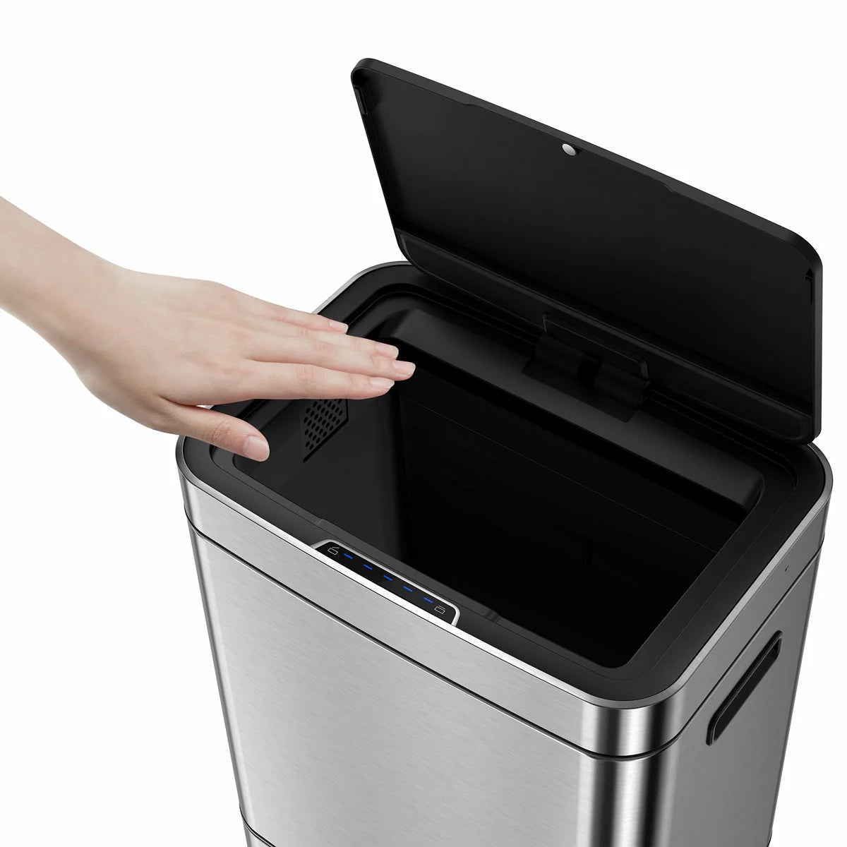 EKO 54 Litre Stainless Steel Dual Compartment Recycling Motion Sensor Bin (35L