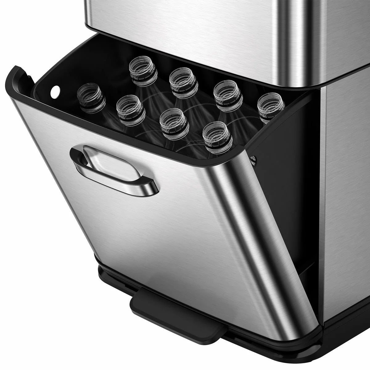 EKO 54 Litre Stainless Steel Dual Compartment Recycling Motion Sensor Bin (35L
