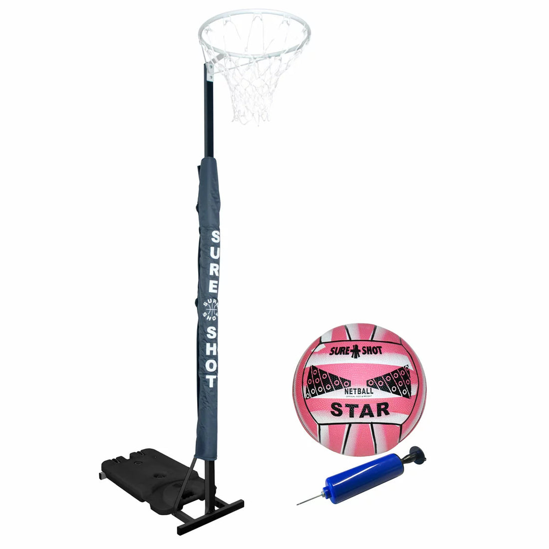 Sure Shot 10ft (3.05m) Easiplay Junior Netball Unit in Grey with Padding (5-12