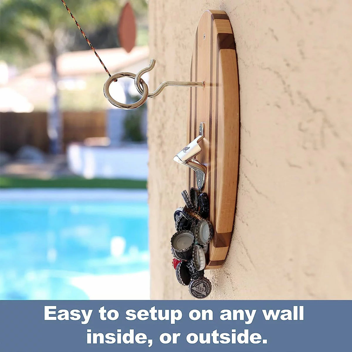 Vivere Hook and Ring Game with Bottle Opener & Magnetic Bottle Cap Catch (2