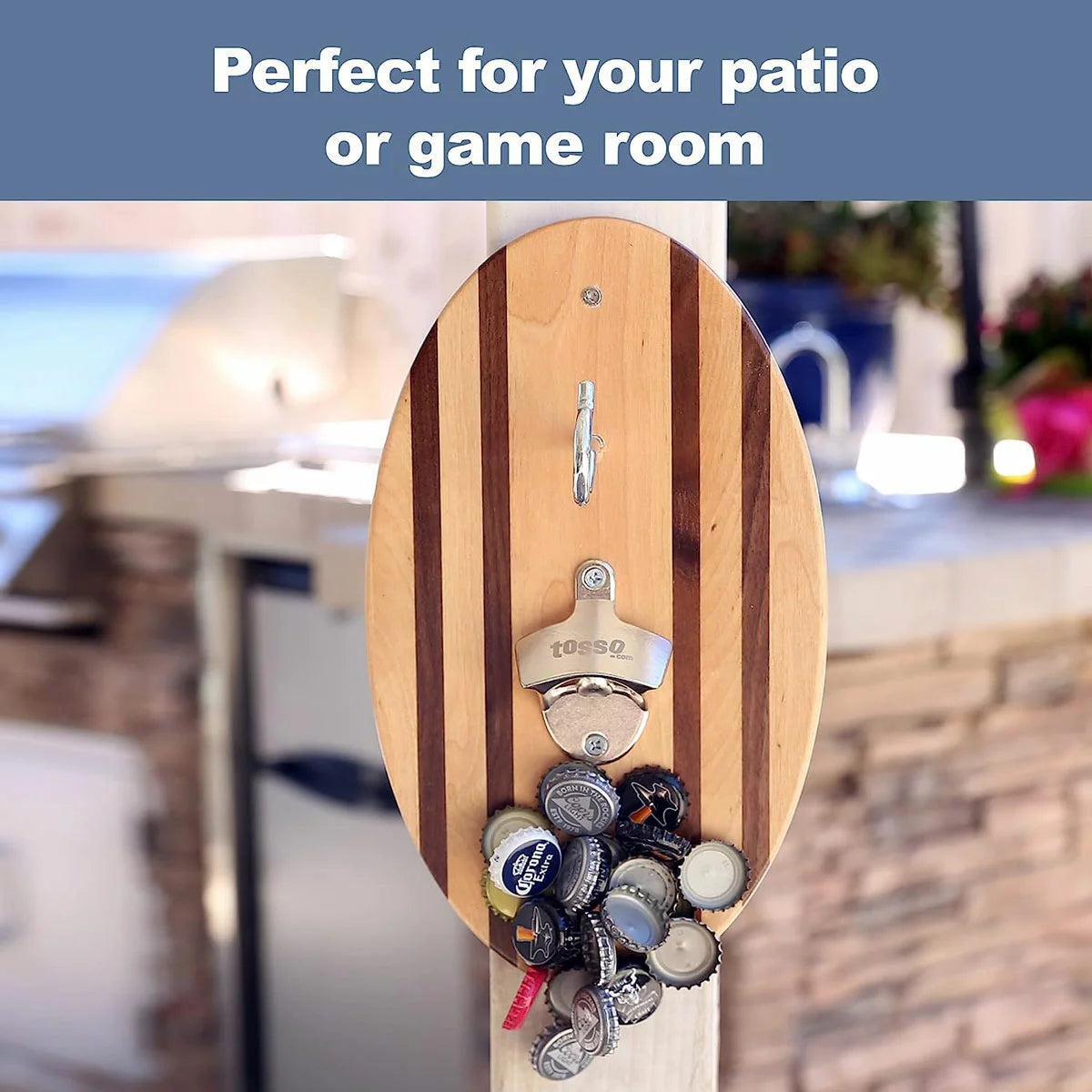 Vivere Hook and Ring Game with Bottle Opener & Magnetic Bottle Cap Catch (2