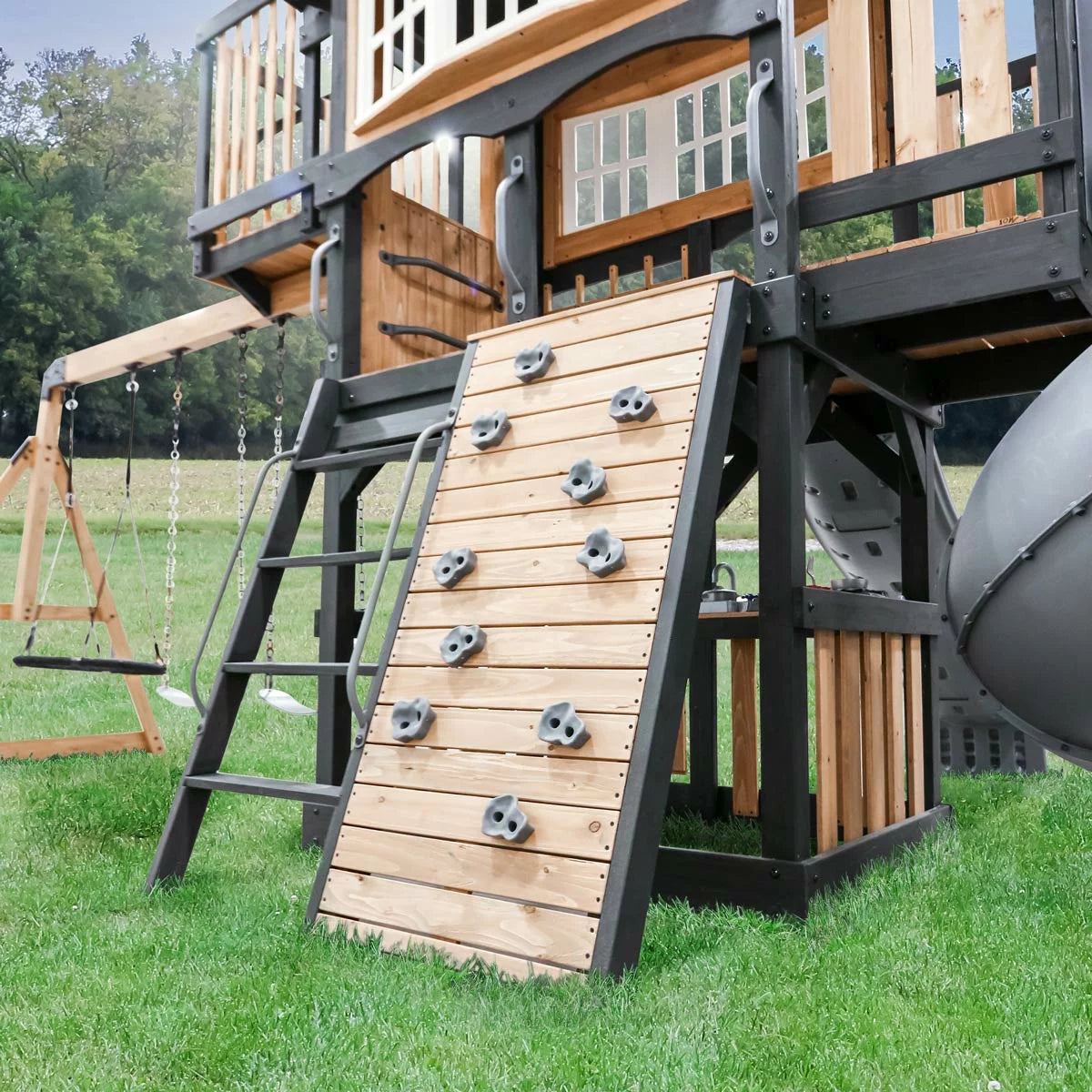 Backyard Discovery Magnolia Falls Wooden Climbing Frame and Swing Set (3-10