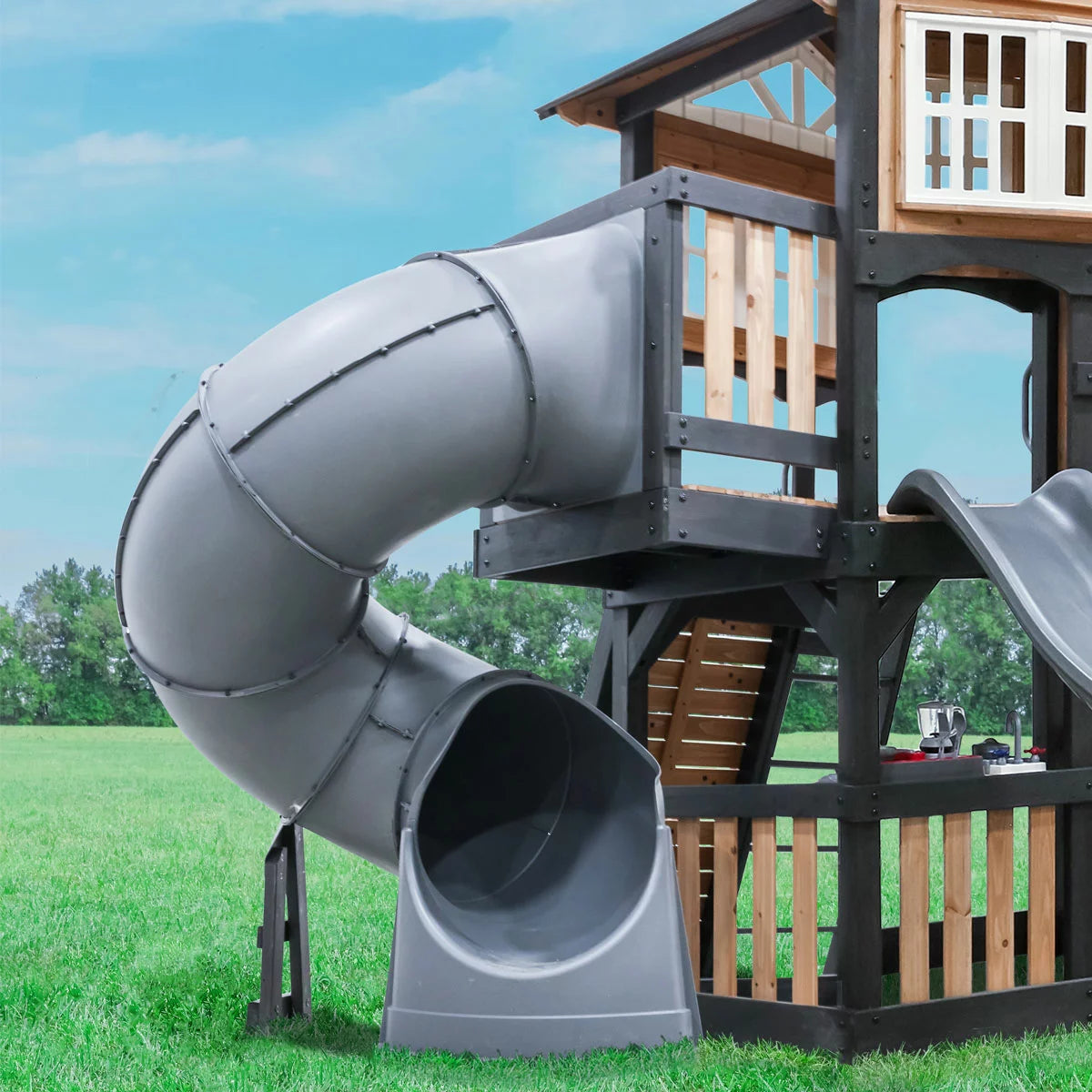 Backyard Discovery Magnolia Falls Wooden Climbing Frame and Swing Set (3-10