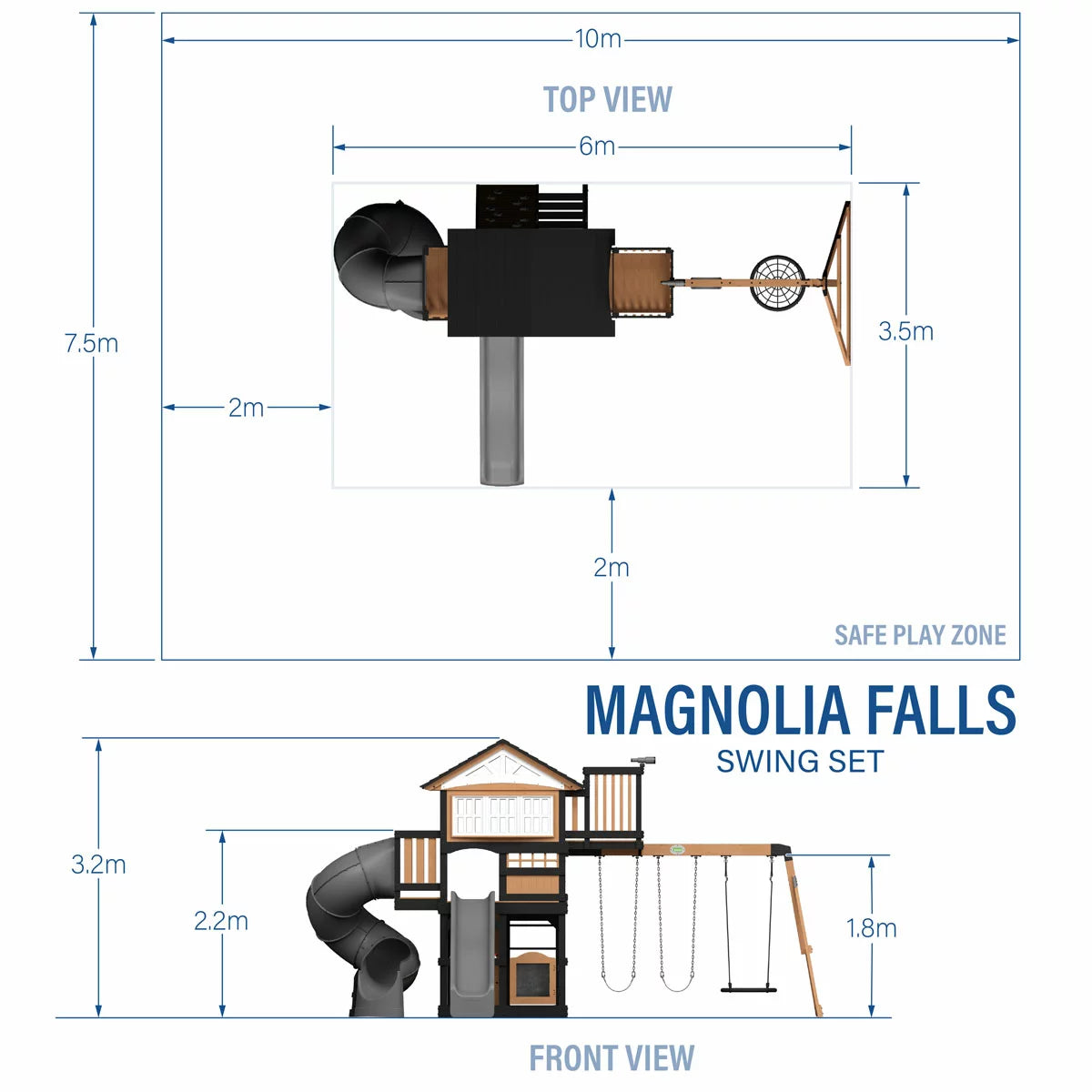 Backyard Discovery Magnolia Falls Wooden Climbing Frame and Swing Set (3-10