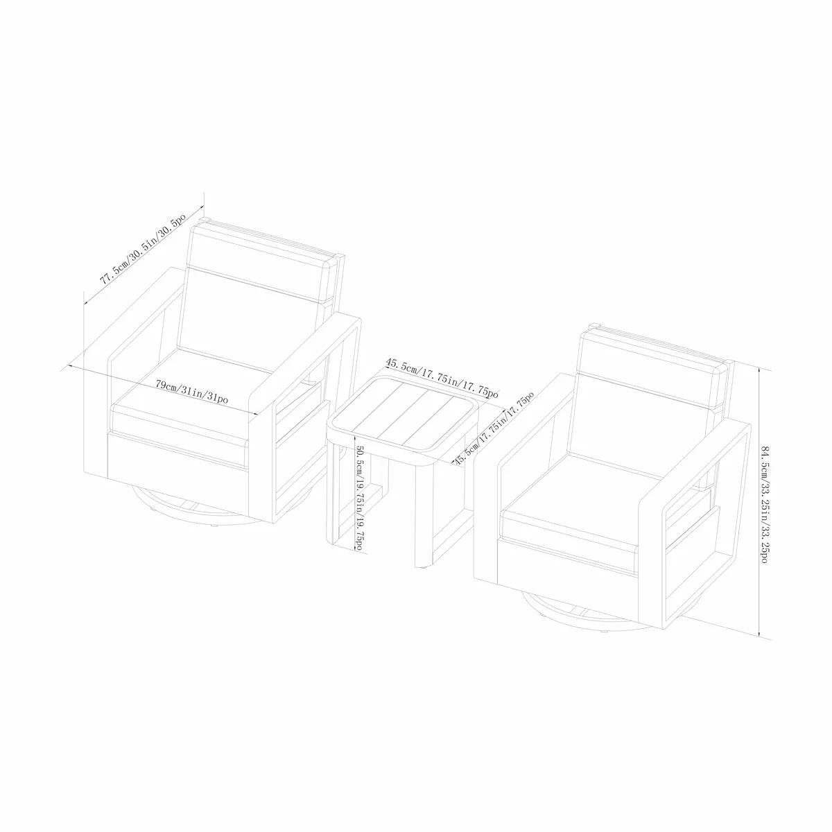 SunVilla Archer 3 Piece Deep Seating Bistro Set + Cover
