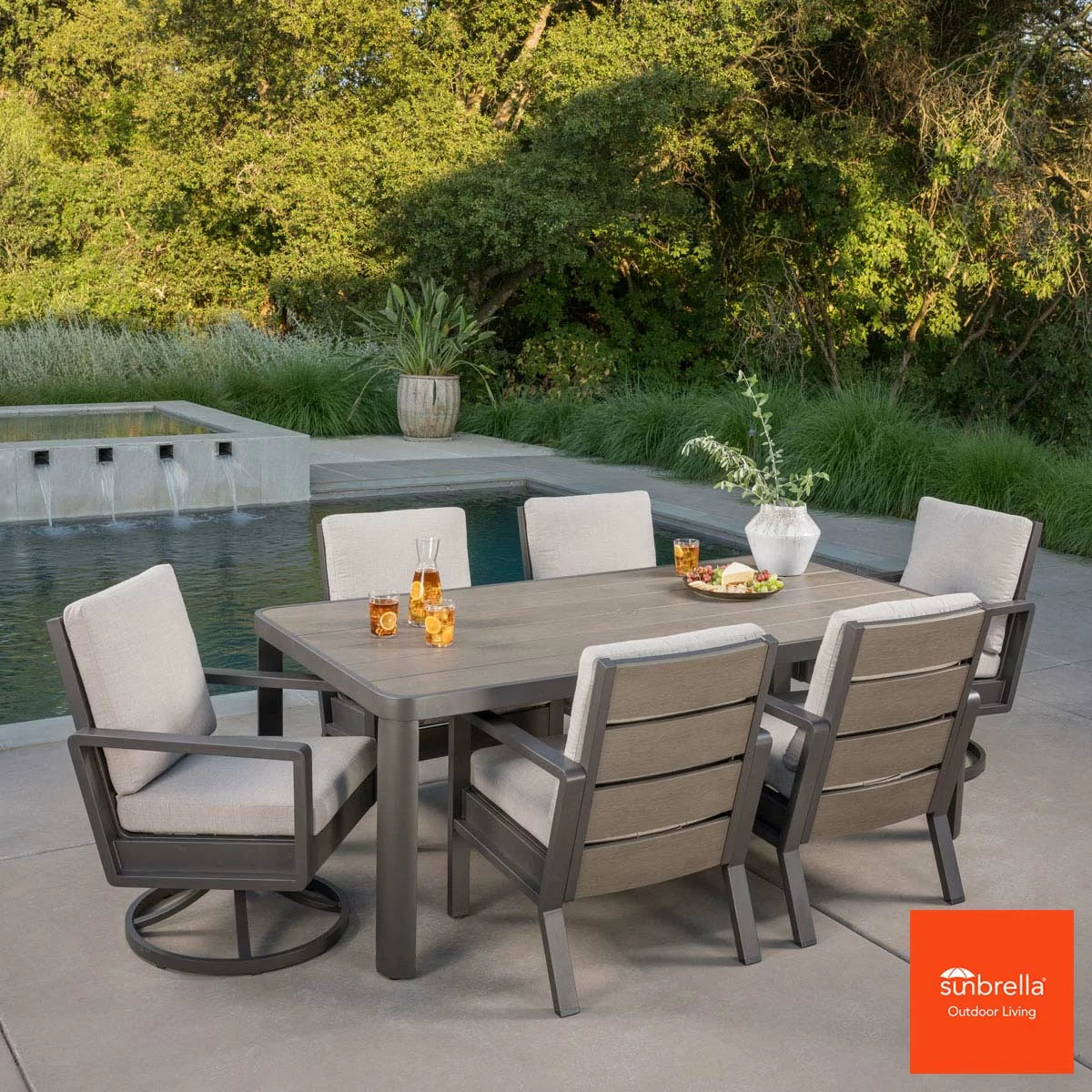 SunVilla Archer 7 Piece Cushioned Dining Set + Cover