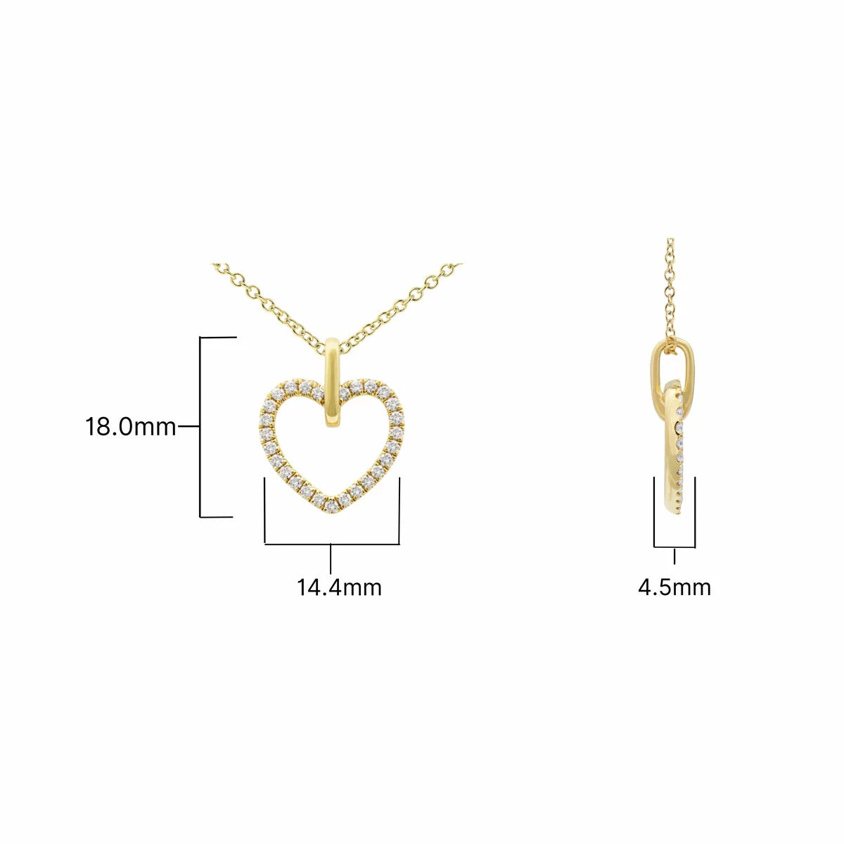 0.20ctw Round Brilliant Cut Diamond Heart Pendant, 14ct Yellow Gold