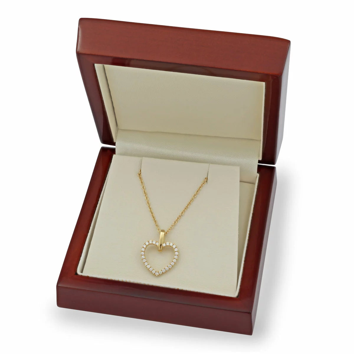 0.20ctw Round Brilliant Cut Diamond Heart Pendant, 14ct Yellow Gold