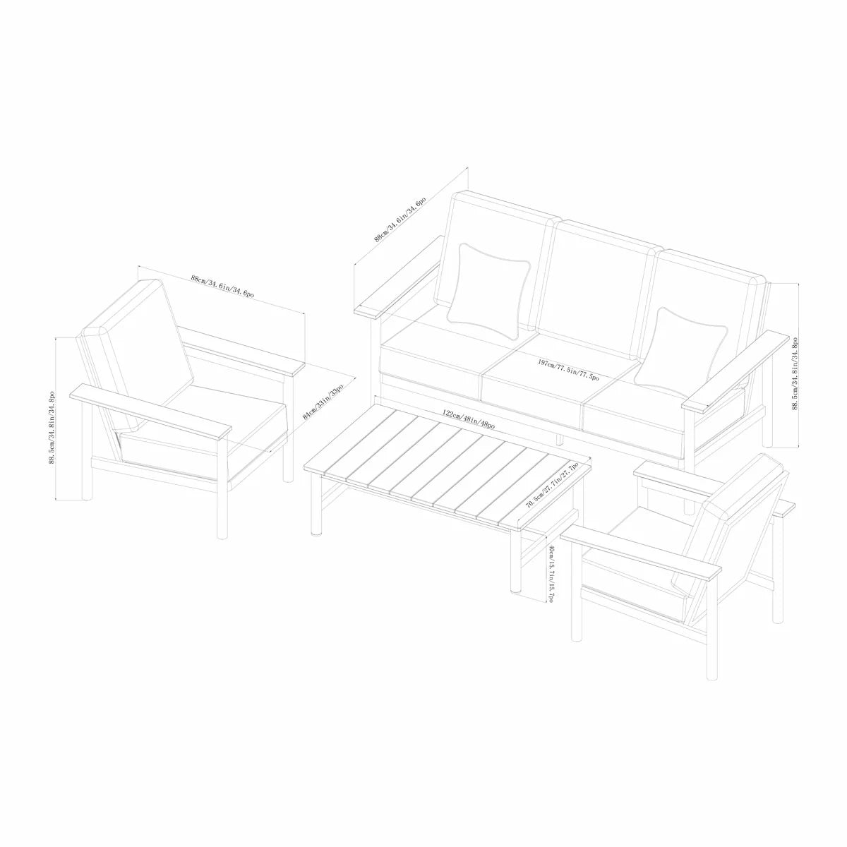 SunVilla Citadel 4 Piece Deep Seating Set + Cover