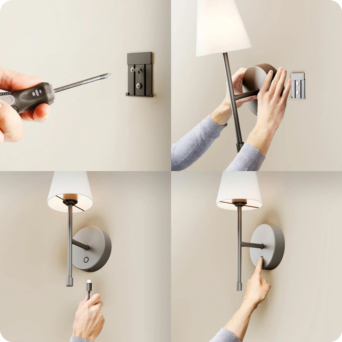 Globe Electric Wireless Rechargeable LED Integrated Wall Sconce, 2 Pack, view 6