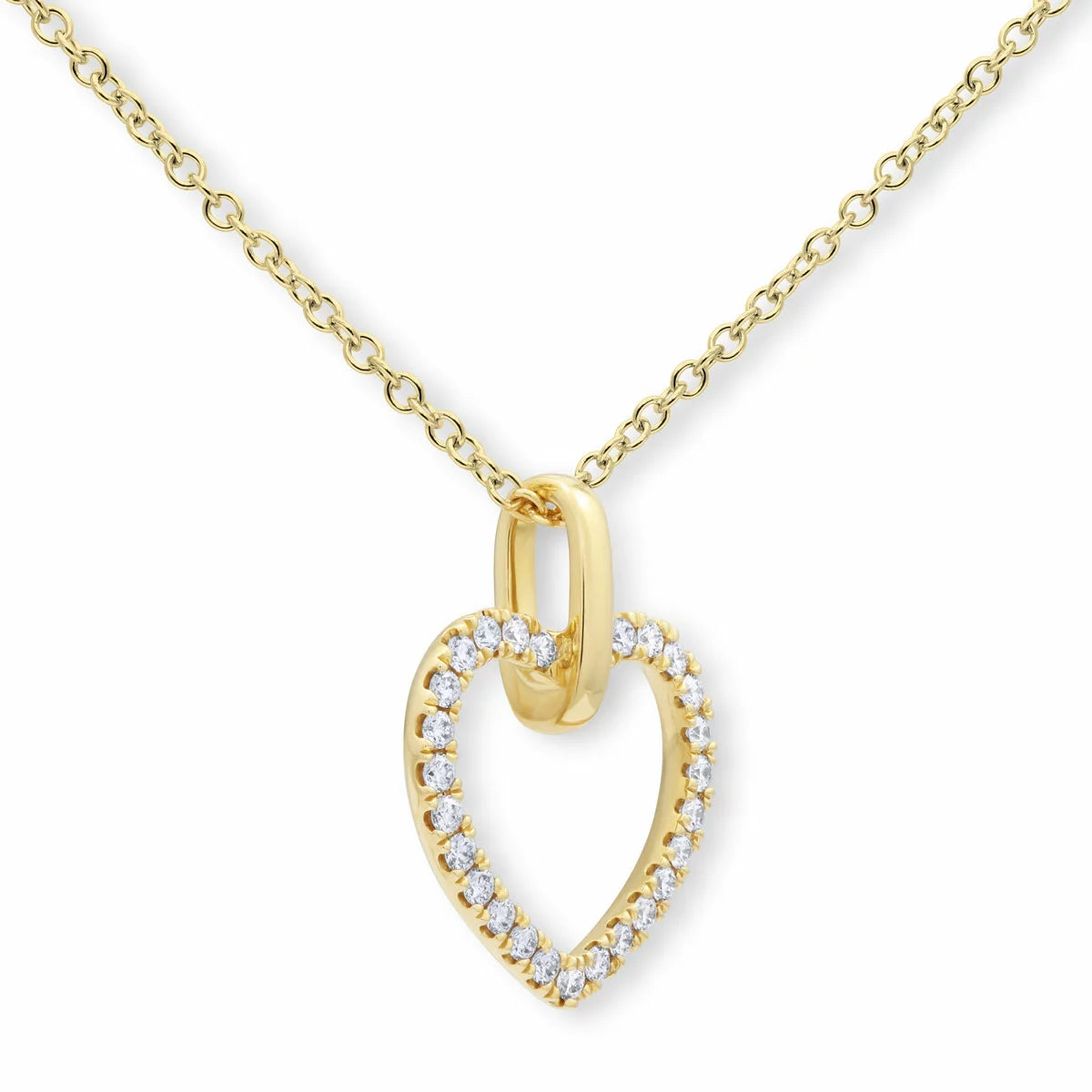 0.20ctw Round Brilliant Cut Diamond Heart Pendant, 14ct Yellow Gold
