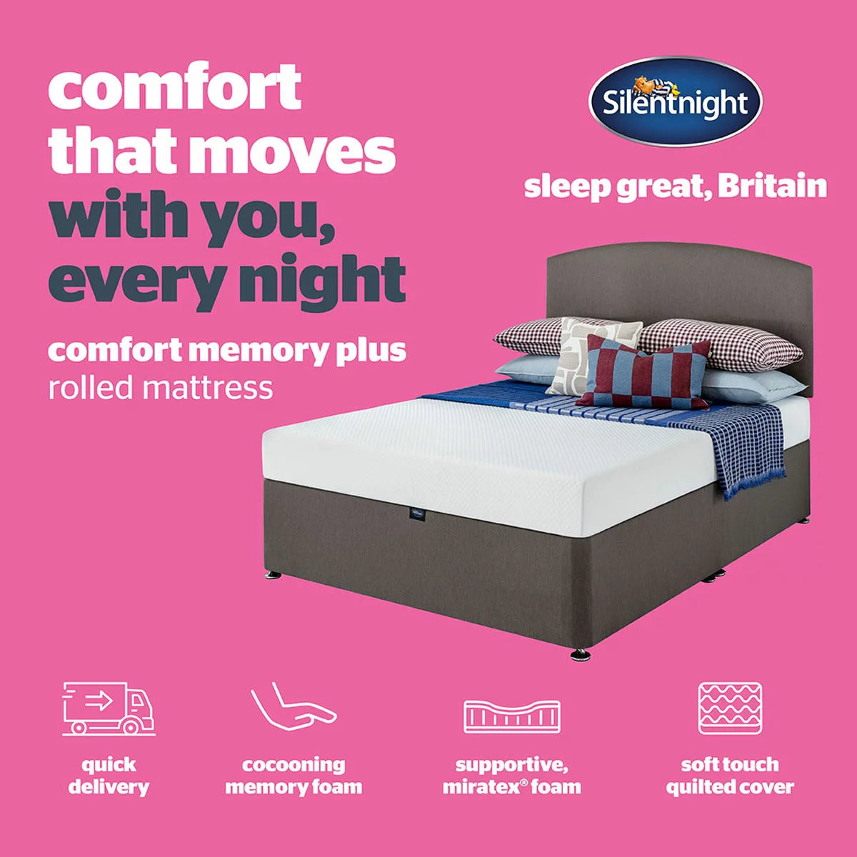 Silentnight Comfort Memory Plus Rolled Foam Mattress in 3 Sizes