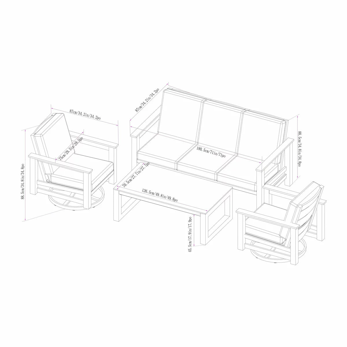 SunVilla Royce 4 Piece Deep Seating Set + Cover