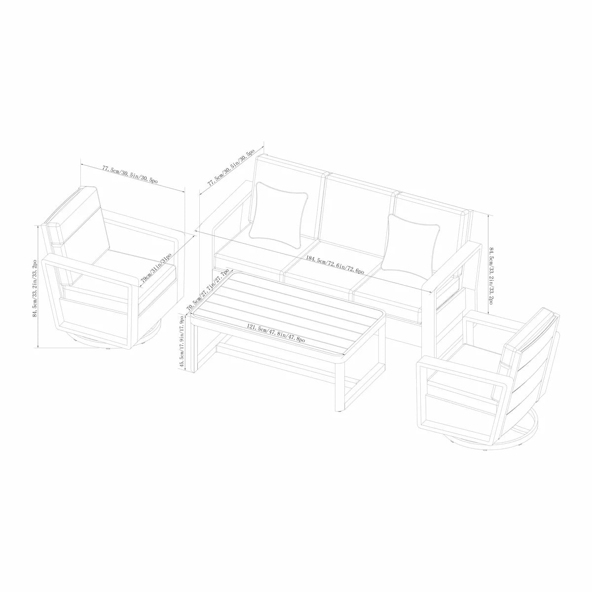 SunVilla Archer 4 Piece Deep Seating Patio Set + Cover