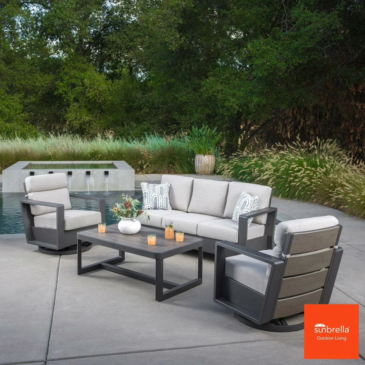 SunVilla Archer 4 Piece Deep Seating Patio Set + Cover