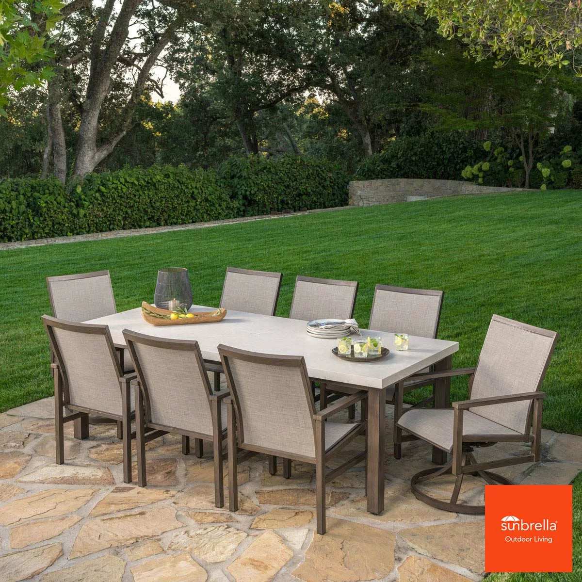 SunVilla Royce 9 Piece Sling Dining Set + Cover