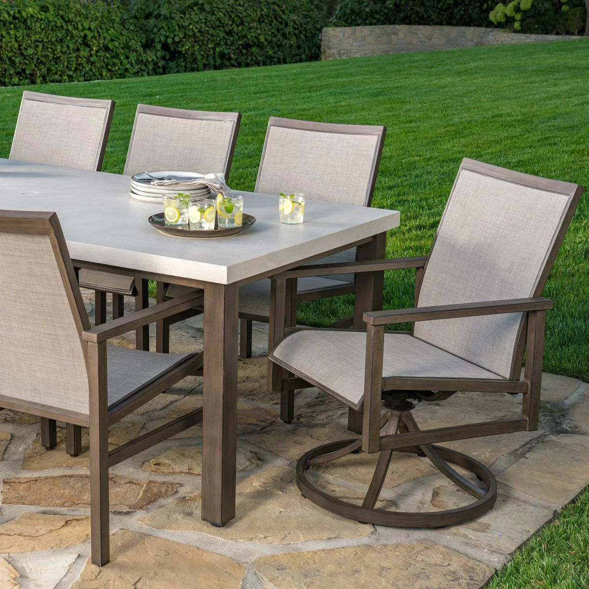 SunVilla Royce 9 Piece Sling Dining Set + Cover