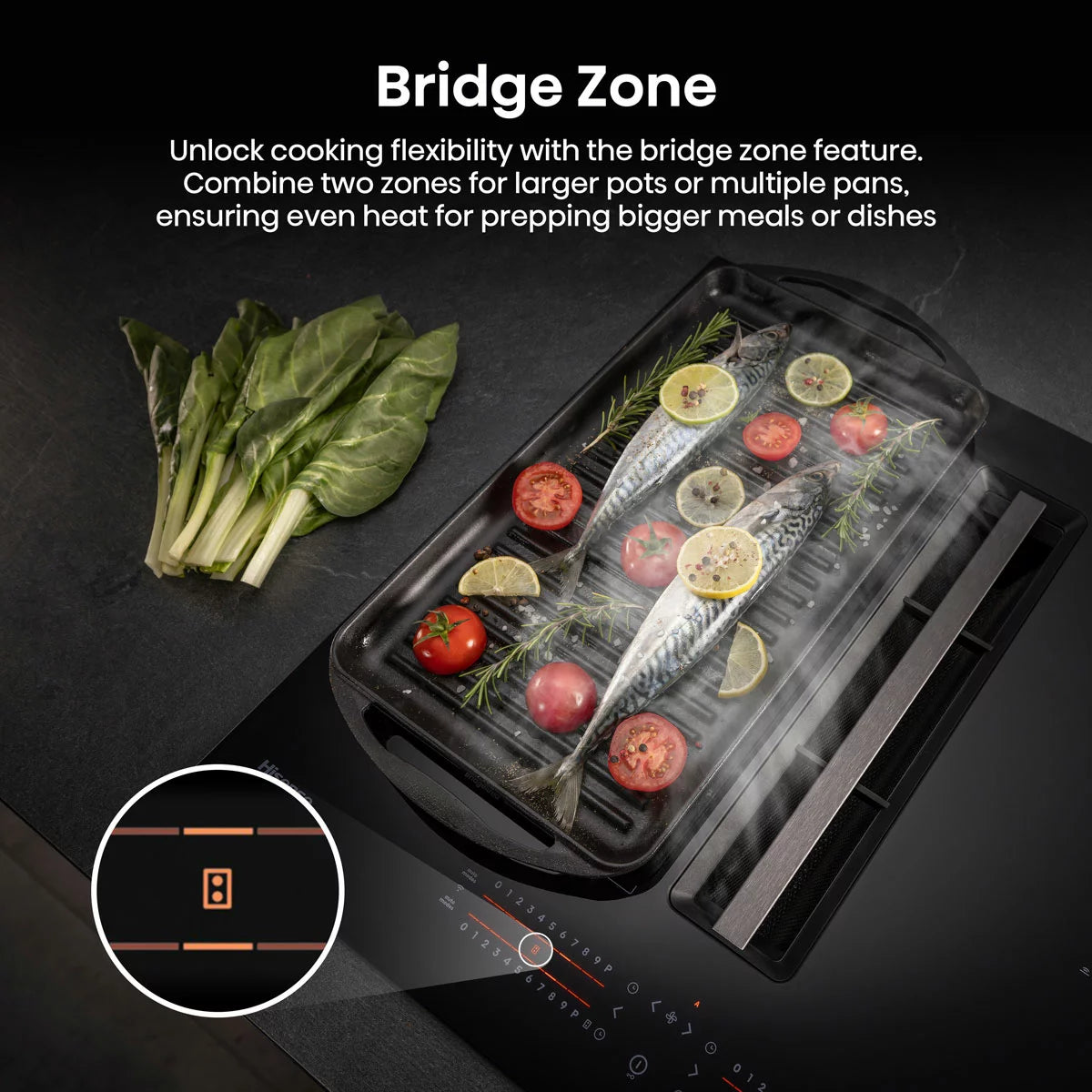 Hisense Hi6 HEH8432BSCWF 83cm Induction Hob with Bridge Zone in Black