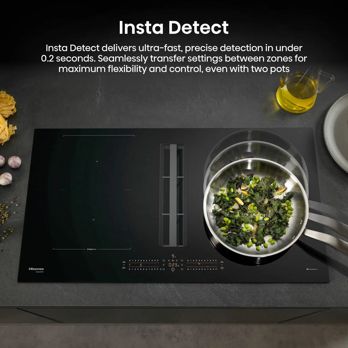 Hisense Hi6 HEH8432BSCWF 83cm Induction Hob with Bridge Zone in Black