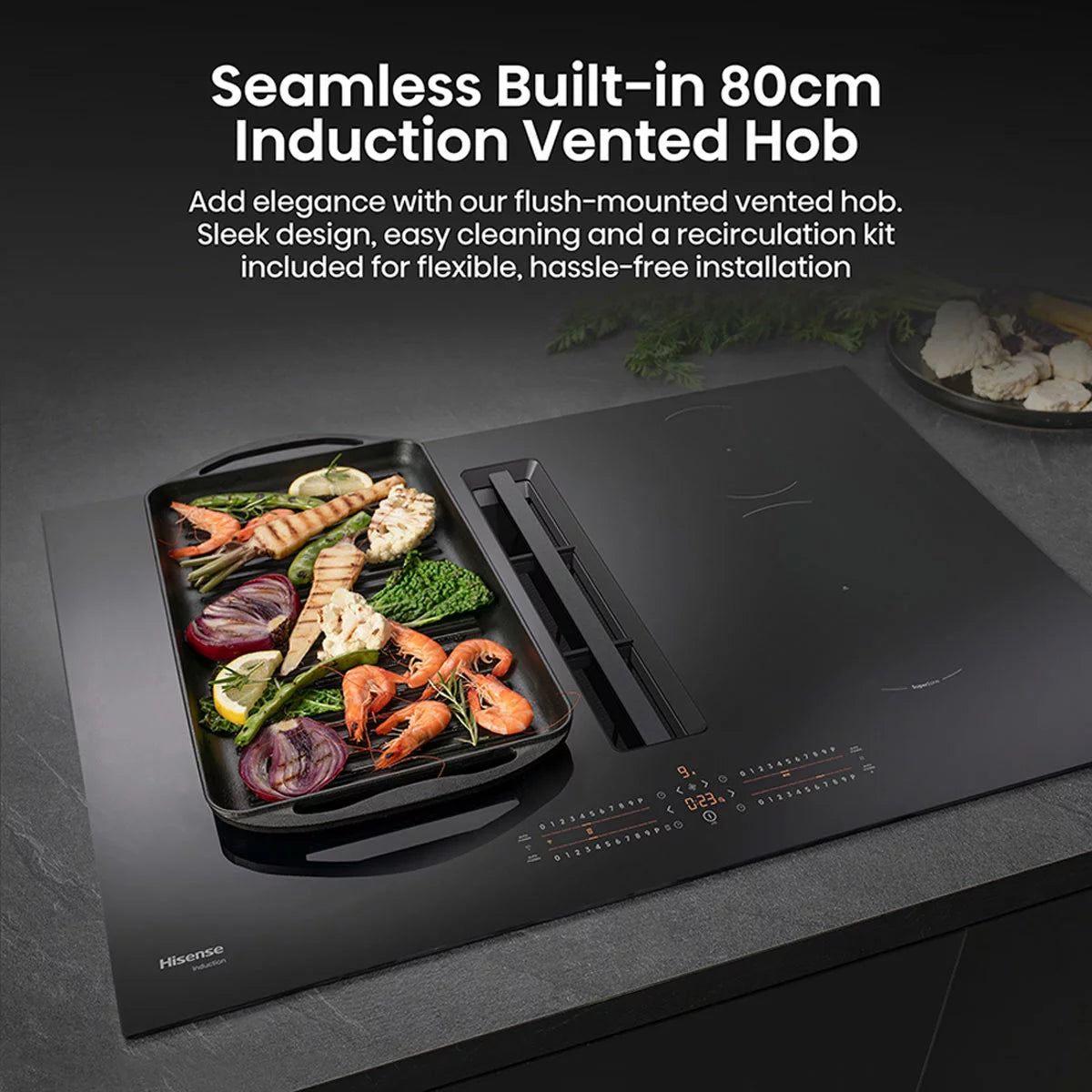 Hisense Hi6 HEH8432BSCWF 83cm Induction Hob with Bridge Zone in Black