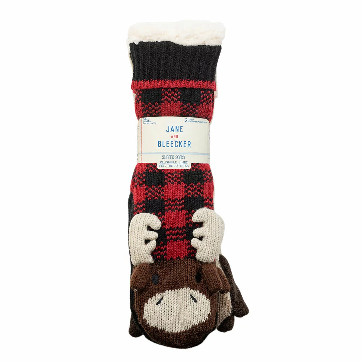 Jane & Bleecker Ladie's Critter Sock 2 Pack in Moose & Dog