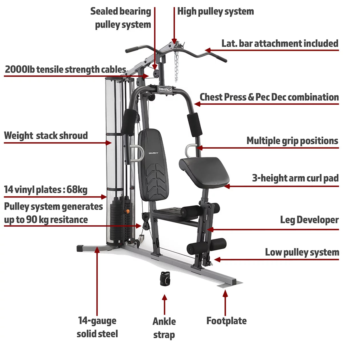 Marcy MWM986 68kg (150lb) Stack Home Gym System