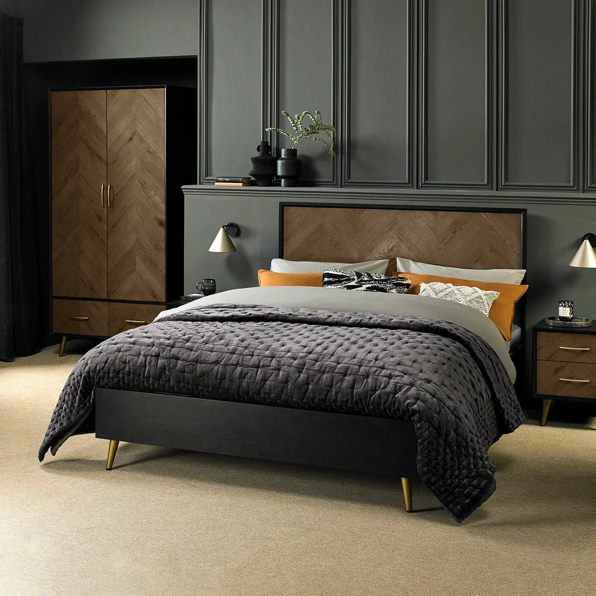 Bentley Designs Sienna Fumed Oak & Peppercorn Bed Frame, Super King